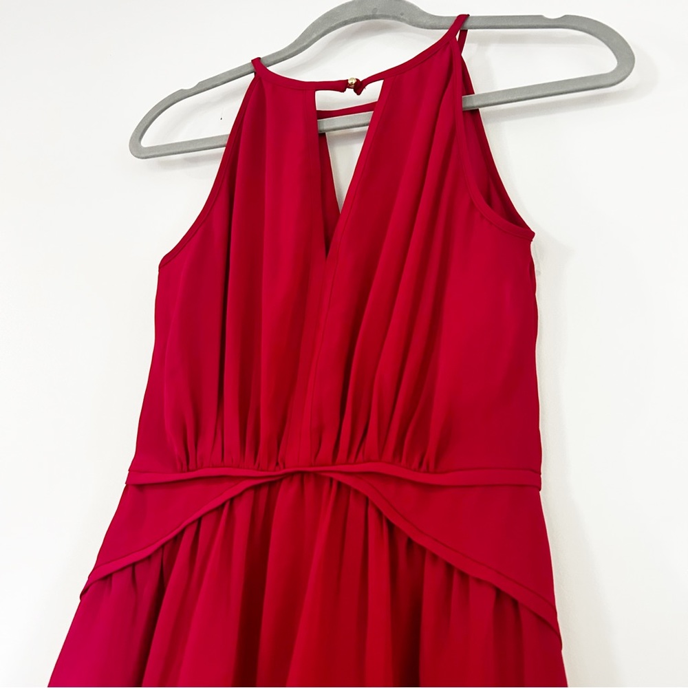 Banana Republic Red Dress Women’s 0 Sleeveless Keyhole Light Airy Summer